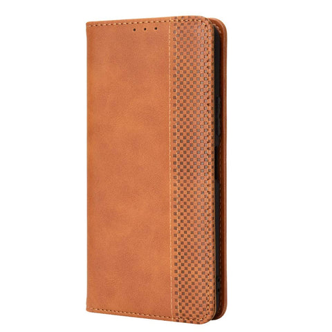HAOYE Leather Case for OPPO Reno 12 5G / Reno12 5G Case, Retro Style PU/TPU Folio Wallet Case, Premium Folio Cover with [Card Slots] and [Kickstand]. Brown