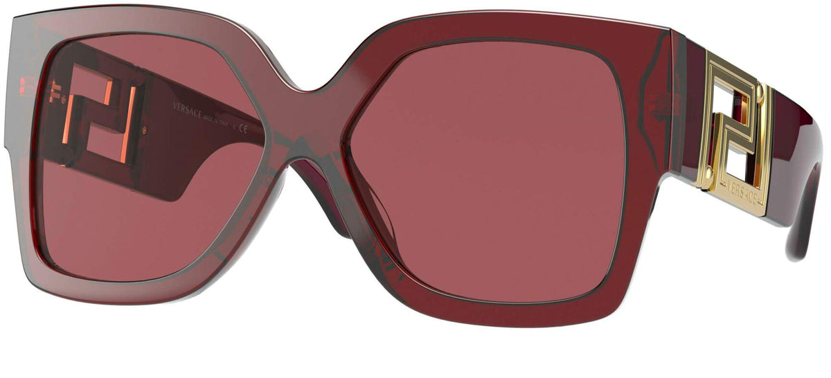 Versace 4402 388/69 Sunglasses Women's Transparent Red/Dark Violet Lenses 59mm