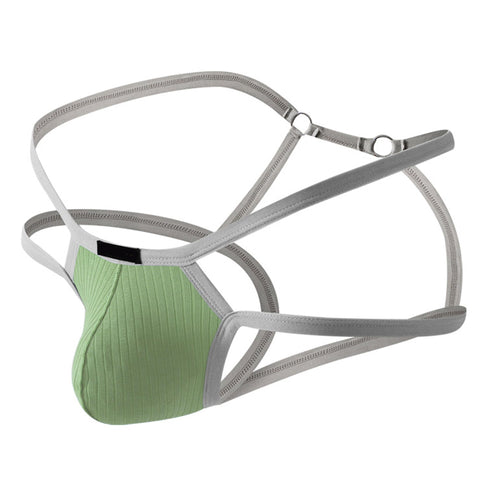 Letuwj Panties cotton hollow breathable comfortable men's thong full transparent Green L