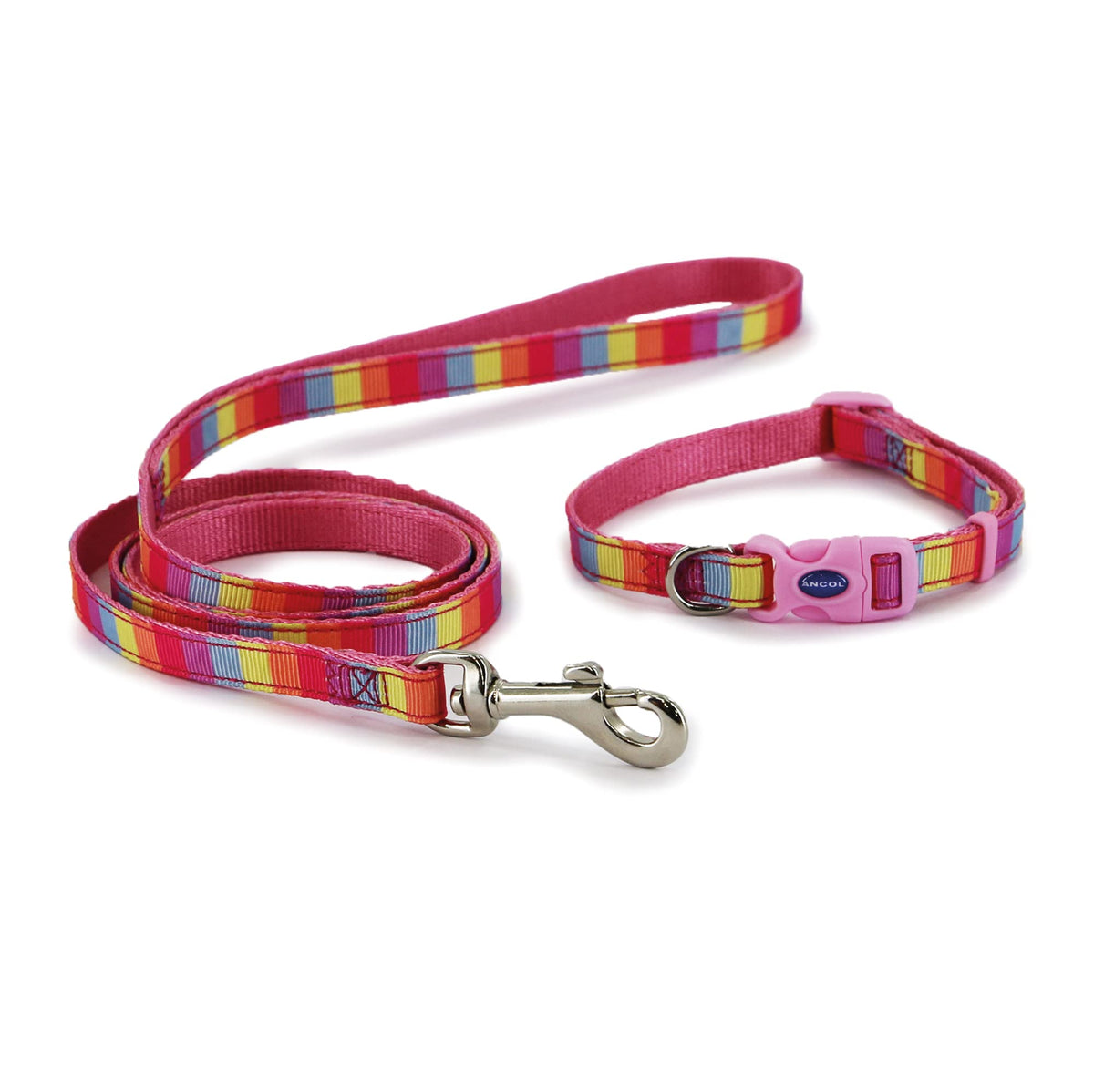 Ancol Small Bite Rainbow Collar and Lead set for small dogs and puppies