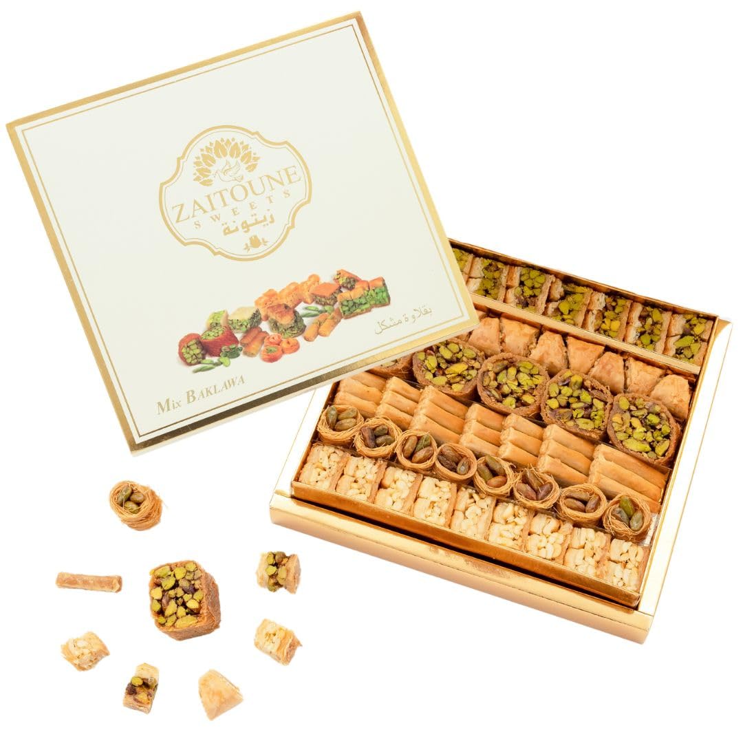 Zaitoune Cashew & Pistachio Baklava Selection Box - 500 g | Traditional Luxury Honey Pastry | Arabic Dessert with Authentic Flavours in Beautiful Packaging | Handmade in Turkey