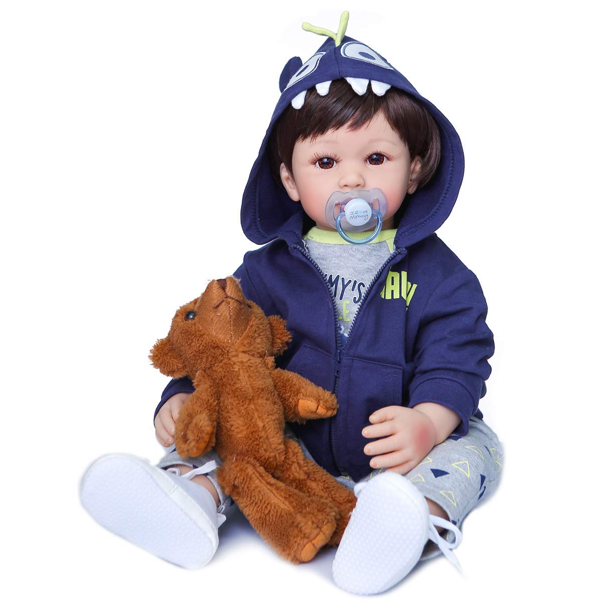iCradle Angelbaby 24 inch Reborn Toddler Boy Dolls Soft Silicone Reborn Baby Dolls Look Real (Blue/Green)