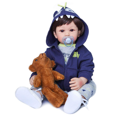 iCradle Angelbaby 24 inch Reborn Toddler Boy Dolls Soft Silicone Reborn Baby Dolls Look Real (Blue/Green)