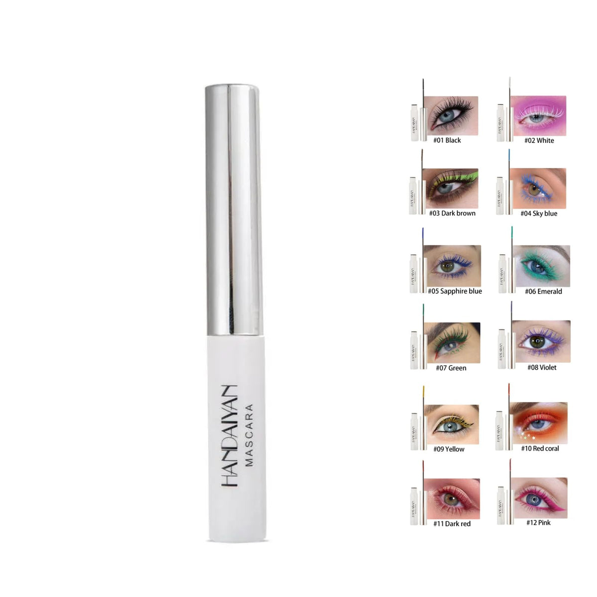 12 Colored Mascara for Eyelashes Set Long lasting Charming Voluminous Mascara for Women Waterproof Color Mascara (Black)