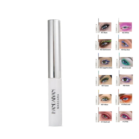 12 Colored Mascara for Eyelashes Set Long lasting Charming Voluminous Mascara for Women Waterproof Color Mascara (Black)