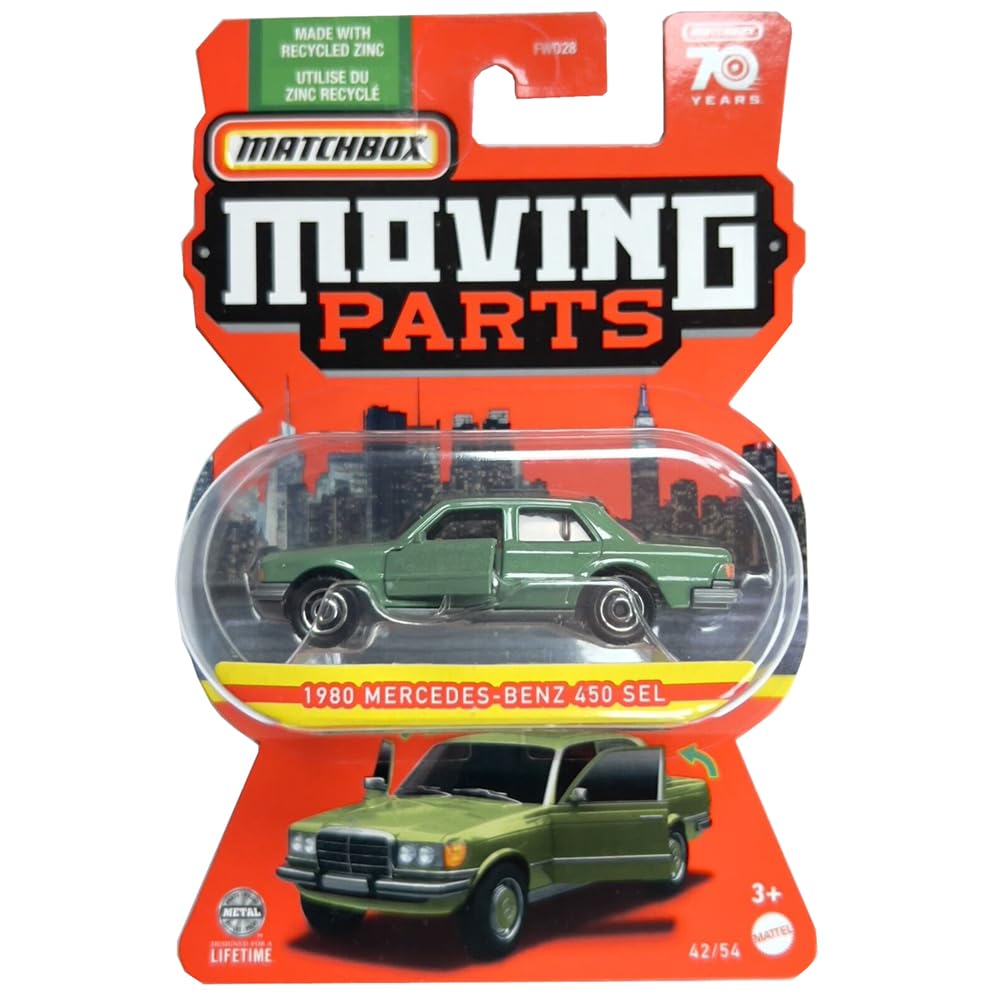 Collectible Matchbox Moving Parts Die-Cast Vehicle - 1980 Mercedes Benz 450 SEL ~ HLG27 ~ Green ~ Made with Recycled Zinc