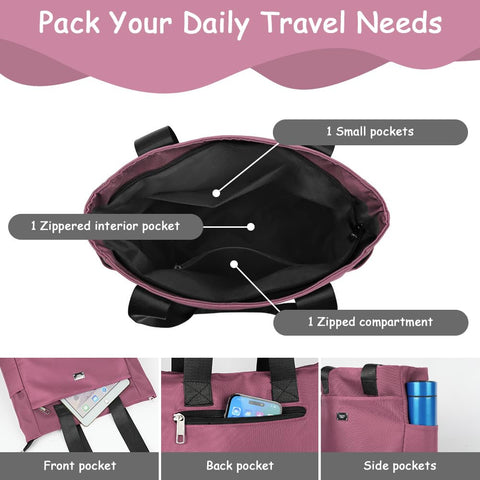 URAQT Nylon Shoulder Bag for Women, Multi-Pocket Tote Bag with Zipper, Waterproof Casual Tote Bags Lightweight Nylon Hobo Bag, Large Capacity Handbag for School Shopping Travel Work Daily Use