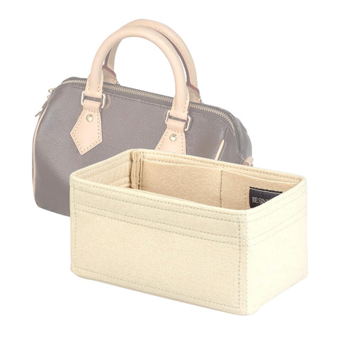 jiesinlov Purse Organizer Insert for Handbags,Felt Bag Organizers Compatible with Speedy 20(Beige-20 SPD)