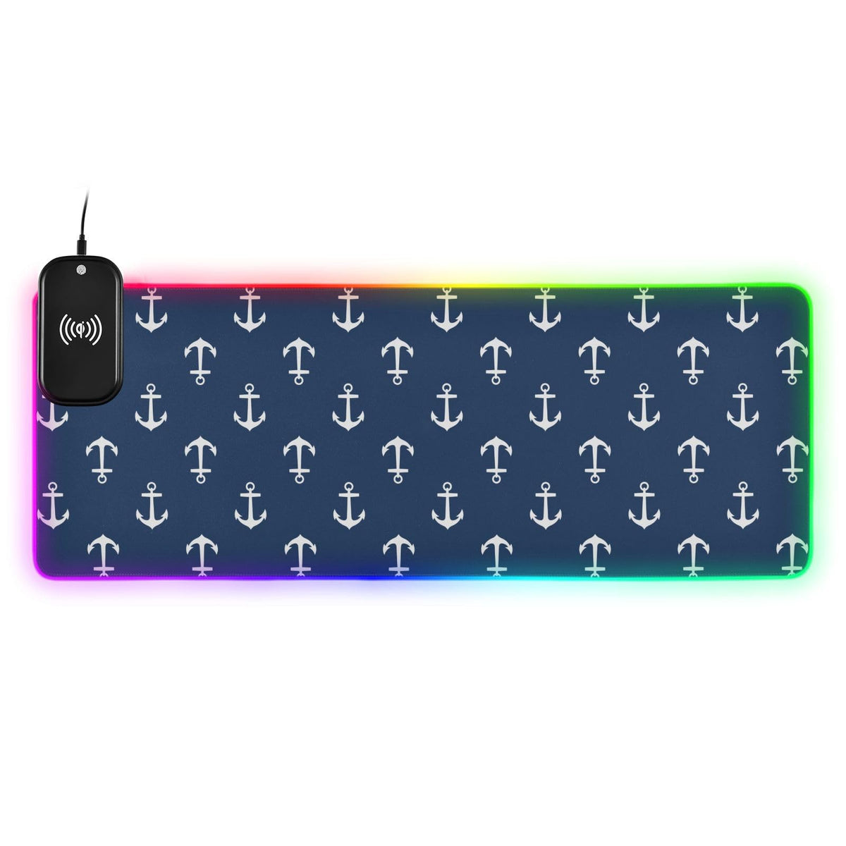 Anchors Wireless Charging Mouse Pad for Mobile Phone Extra Large Gaming Mousepad with 13 Lighting Modes Keyboard Mat for Gaming MacBook PC Laptop Desk Home Office