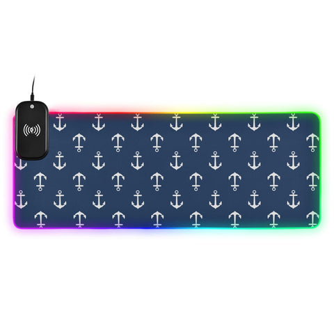 Anchors Wireless Charging Mouse Pad for Mobile Phone Extra Large Gaming Mousepad with 13 Lighting Modes Keyboard Mat for Gaming MacBook PC Laptop Desk Home Office