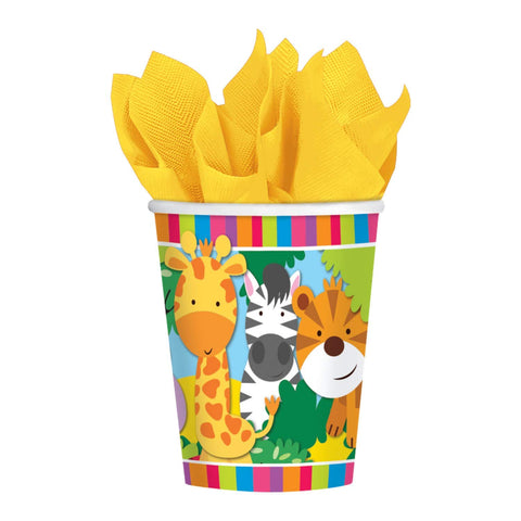 amscan 11012025 266ml-8 9901917 Friends Paper Cups, 266ml, 8 Pcs, Jungle Party