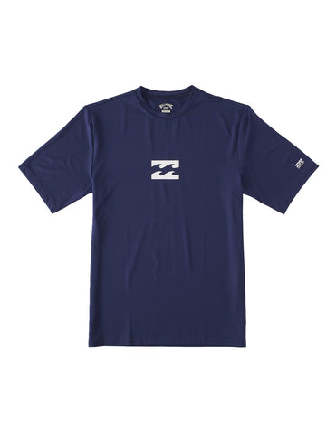 Billabong Men's Standard Classic Short Sleeve Loose Fit Rashguard, Navy Wave, Medium