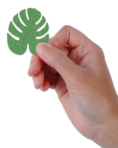Sparkly Tropical Monstera Palm Leaf Paper Confetti, Green/Light Green Pack of 3