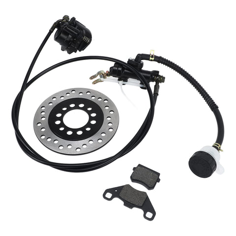 Go Kart Brake Master Cylinder Kit, Rear Hydraulic Brake Caliper Assembly Brake Disk Rotor Brake Pad for 50cc 110cc 125cc 150cc 200cc 250cc Go Kart Quad ATV
