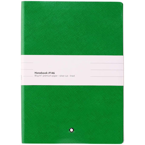 Montblanc Notebook 116518 Fine Stationery #146 Green - Elegant Soft Cover Journal - Lined Notebook with Leather Binding - A5