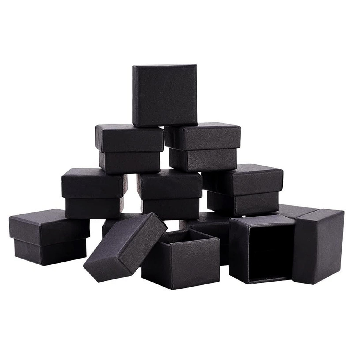 BENECREAT 24 Pack Jewelry Ring Boxes Kraft Square Cardboard Jewelry Boxes 1.7x1.7x1.18inch for Jewelry, Wedding Party, Valentine Festival Gift Packaging, Black
