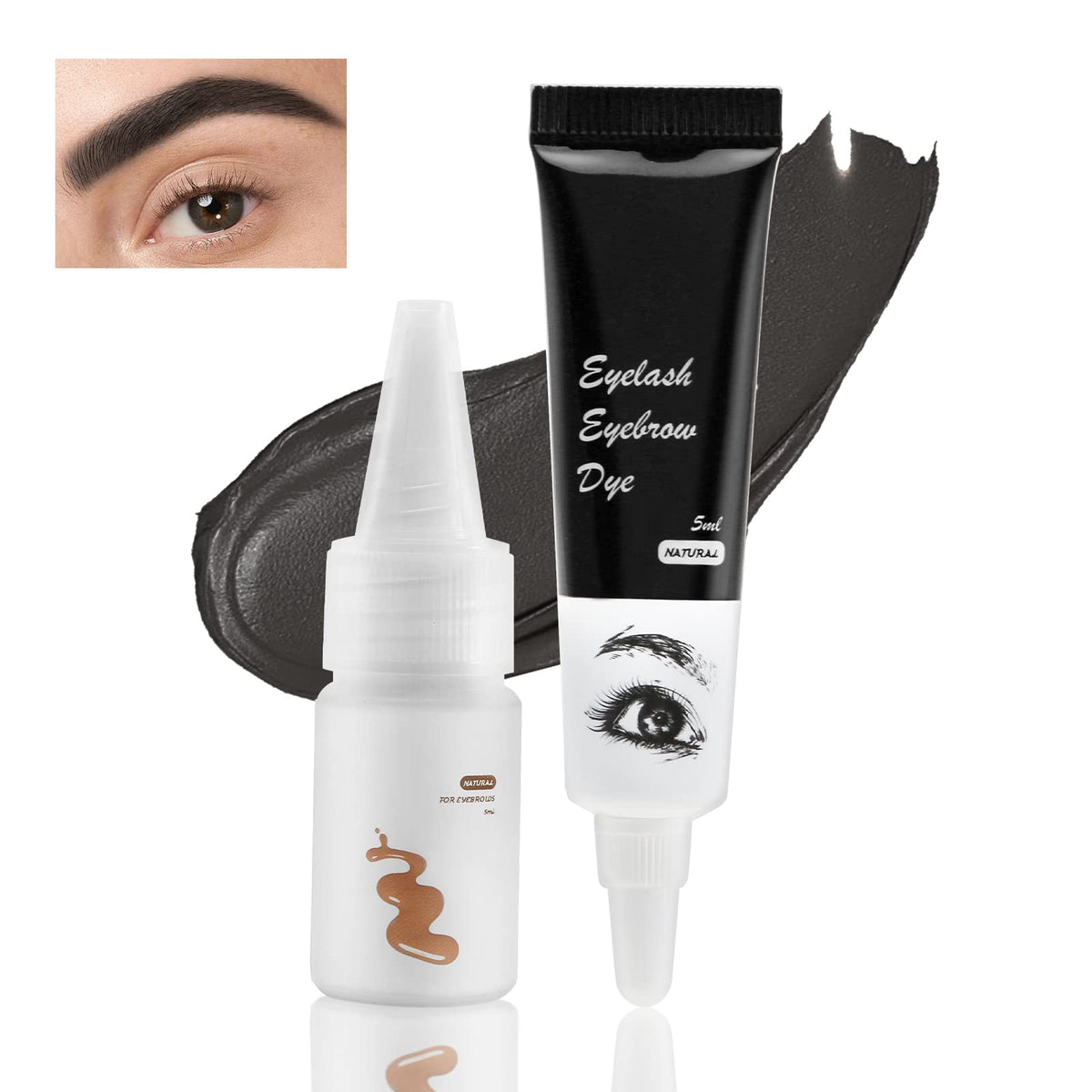 Boobeen Eyebrow Mascara Gel Waterproof, Liquid Eyebrow Cream for Eyebrow Color, 2 in 1 Eyebrow Coloring Kit for Brows and Lashes Makeup