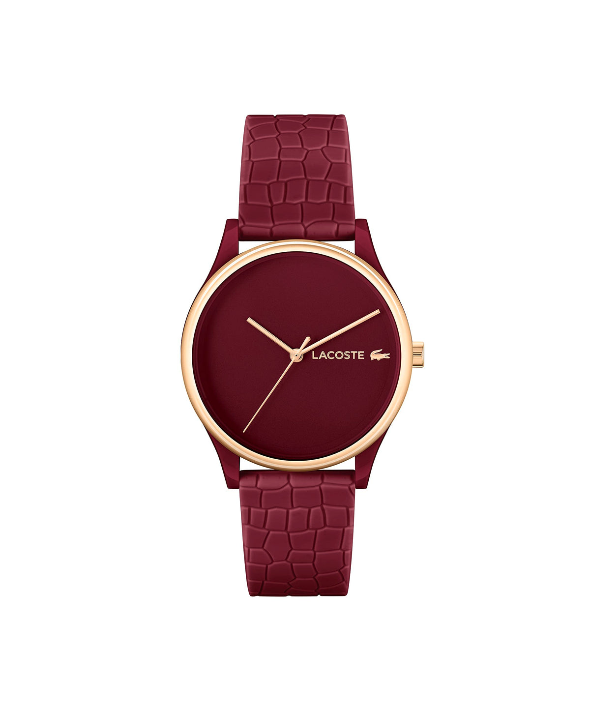 Lacoste Crocodelle Women's Quartz Burgundy Tr90 Case With Burgundy Silicone Strap (Model: 2001283)