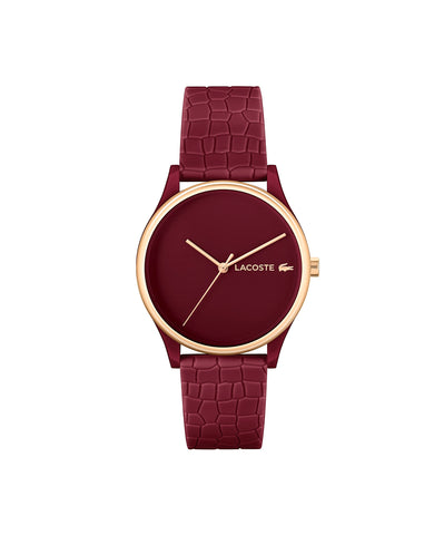 Lacoste Crocodelle Women's Quartz Burgundy Tr90 Case With Burgundy Silicone Strap (Model: 2001283)