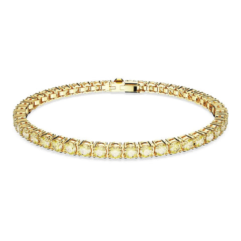 Matrix Gold-Tone Plated Yellow Round Cut Tennis Bracelet