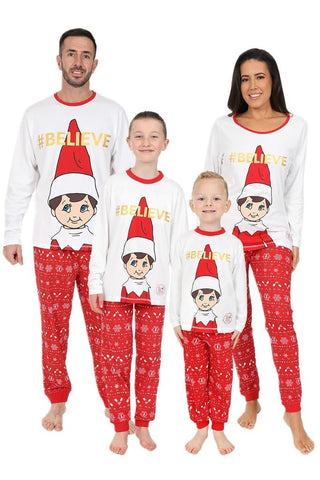 The Elf on the Shelf Matching Family Christmas Pyjamas Boys Girls Mens Womens Kids Xmas pjs (7-8 Years) White