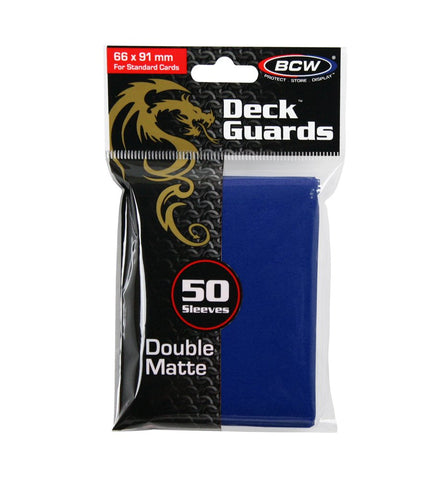 50 Premium Blue Double Matte Deck Guard Sleeve Protectors for Gaming Cards like Magic The Gathering MTG, Pokemon, YU-GI-OH!, & More.