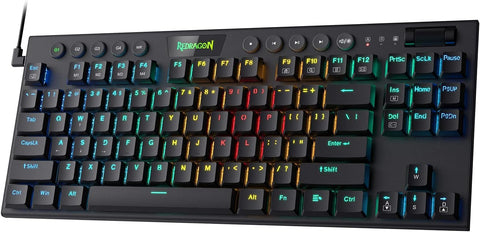 Redragon K622 Horus TKL RGB Mechanical Keyboard, Ultra-Thin Designed Wired Gaming Keyboard w/Low Profile Keycaps, Dedicated Media Control & Clicky Blue Switch, Pro Software Supported