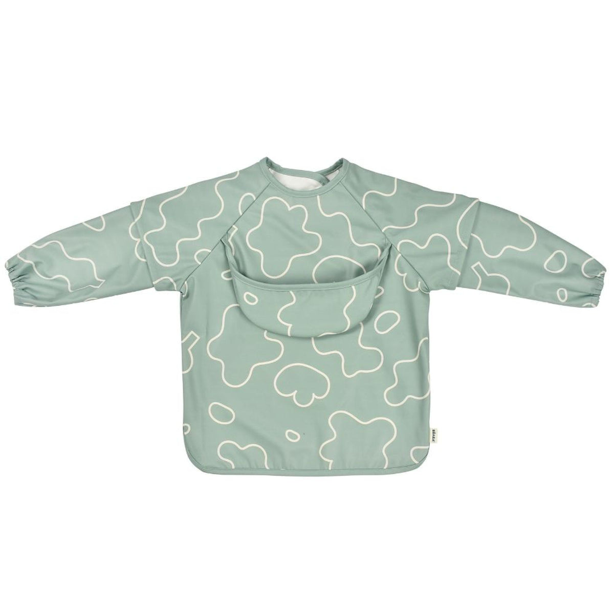 BEABA, Baby bib, Baby Recovery bib, Maternity bib, Waterproof, Elastic bib, Detachable Long Sleeve bib, Recovery Pocket, Easy to Clean, Adaptable, Sage Green