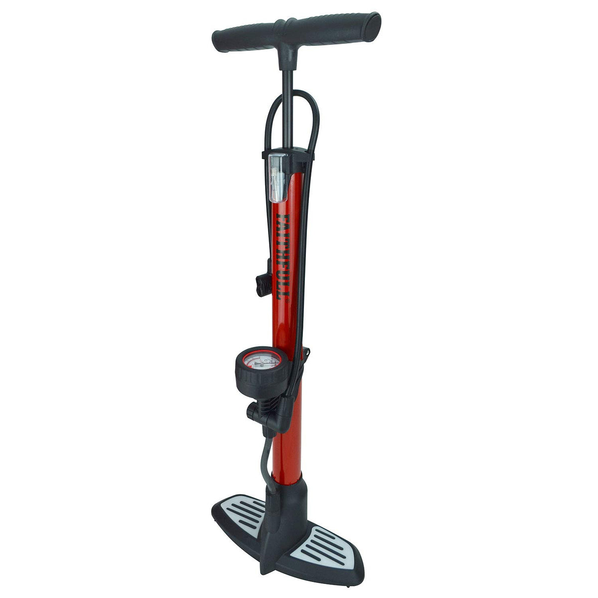 Faithfull FAIAUHPUMP High Pressure Floor Bike Pump with non slip foot plate includes additional adapators and clips for storage. Max 160psi