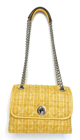 Kate Spade Small Flap Crossbody K6092 Tweed Fabric Cut Mango 800 TOU Yellow