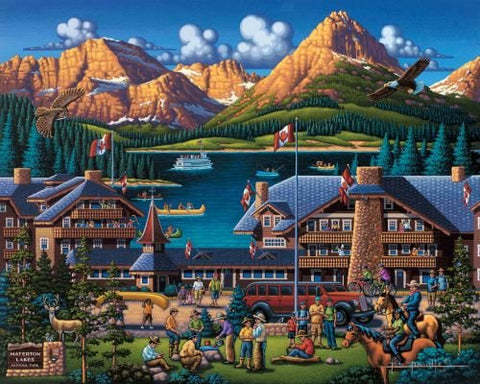 Dowdle Folk Art Jigsaw Puzzle - Waterton Lakes - 500 Pieces
