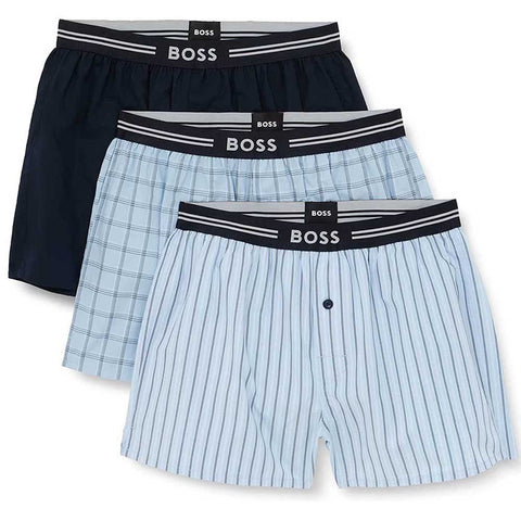 BOSS Men's 3P Woven Boxer Shorts, Open Blue465, XXL (Pack of 3)