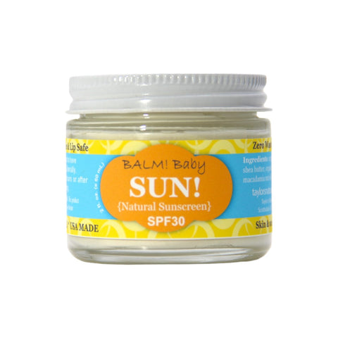 BALM! Baby All Natural Sunscreen SPF 30 - Made in USA! (2 Ounce - Glass Jar)