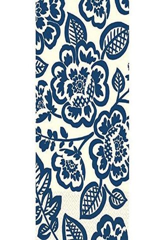 Amscan British Floral Disposable 2 Ply Eco Paper Guest Towels Tableware (16 Piece), 8" x 4.5", Dark Blue