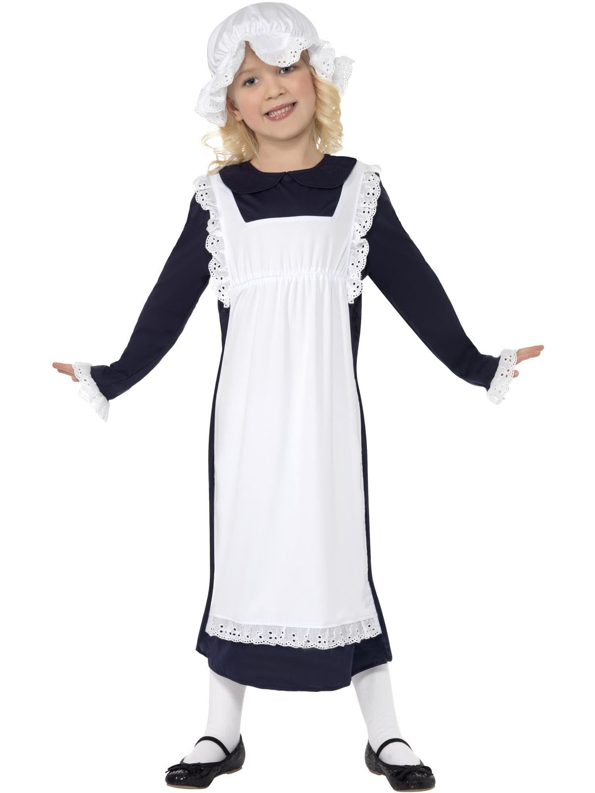Smiffys Victorian Poor Girl Costume, White, 4-6 years