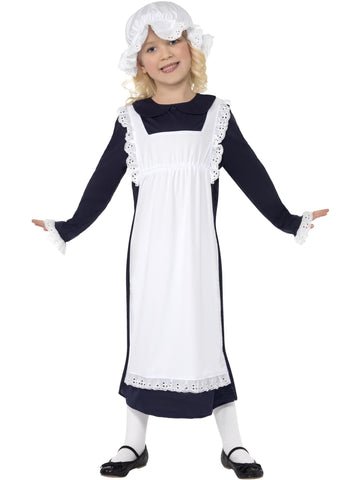 Smiffys Victorian Poor Girl Costume, White, 4-6 years