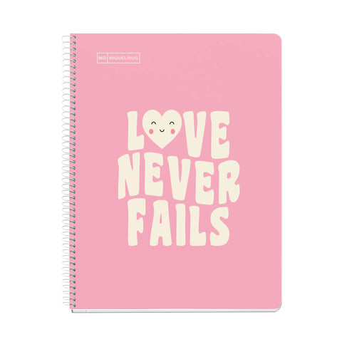 Miquelrius - Notebook Message Notebook, 1 Colour Stripe, A4, 80 Sheets of 7 mm, 90 g Paper, 4 Drills, Hard Cardboard Cover, Pink