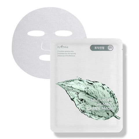 ISNTREE Mugwort calming gauze mask 10 ea 23g | Soothes ensitive skin | Hydrates dry skin quickly