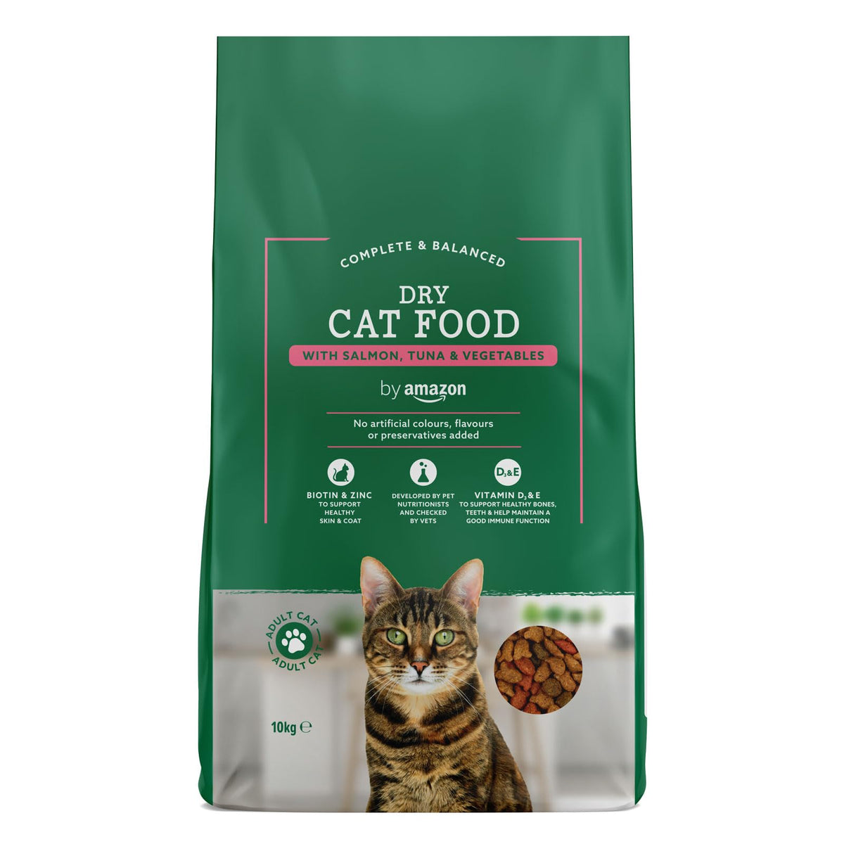 by Amazon - Complete Dry Cat Food with Salmon, Tuna and Vegetables, 1 pack of 10kg