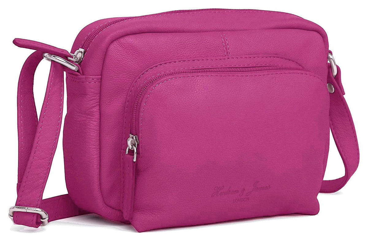 Designer Genuine Real Nappa Leather Handmade Women Ladies Travel Satchel Small Everyday Crossover Cross body Work Shoulder Handbag Bag (Pink)