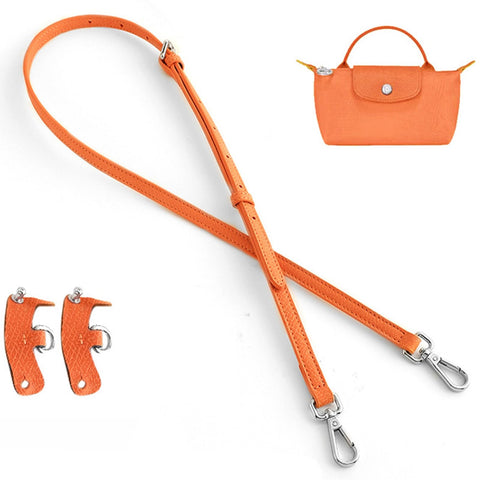 jiesinlov Leather Bag Shoulder Strap Crossbody Adjustable Replacement Conversion Kit Compatible with Longchomp Mini Pouch (ORANGE)