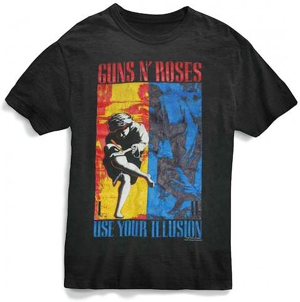 Guns N Roses Men's 1991 Illusion Combo Front T-Shirt Medium | Officially Licensed Merchandise Black