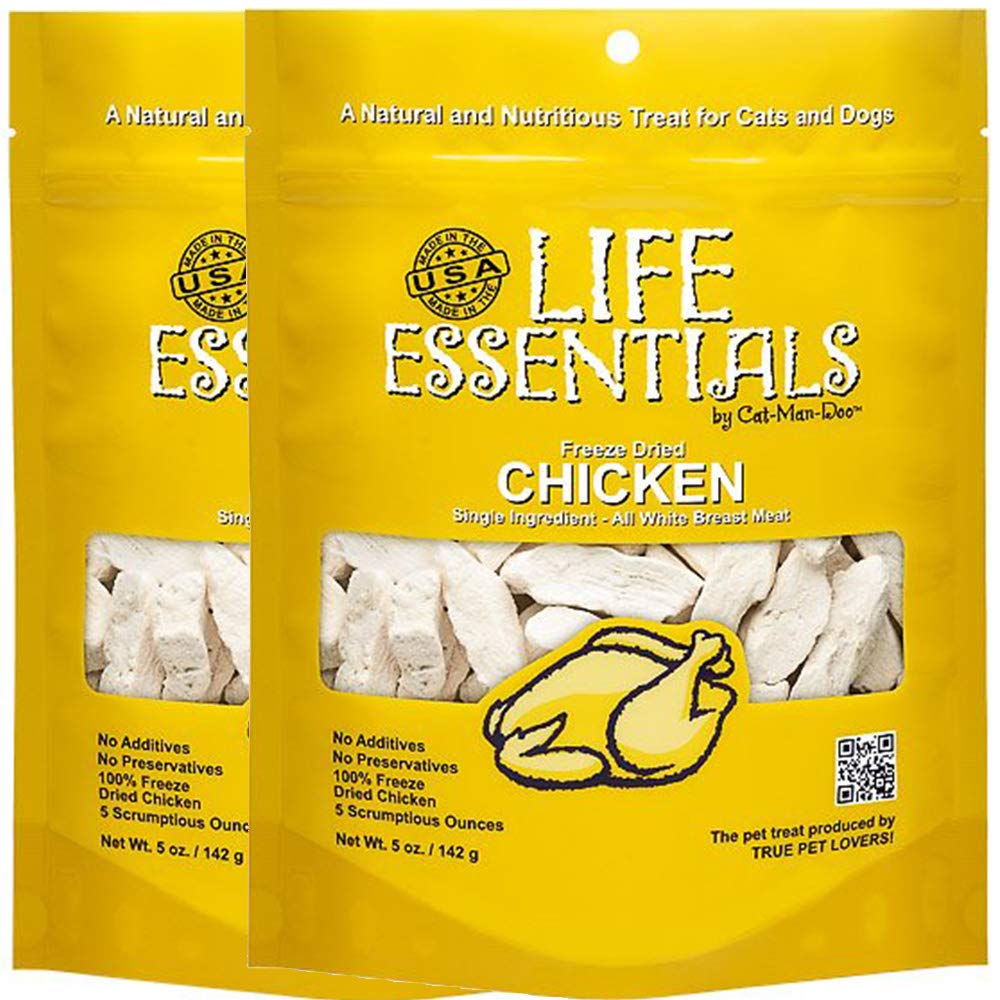 All-Natural Freeze Dried Chicken Treats for Dogs & Cats No Grains, Fillers, Additives and Preservatives Proudly Made in the USA - 2 Pack (5 oz. Bag)