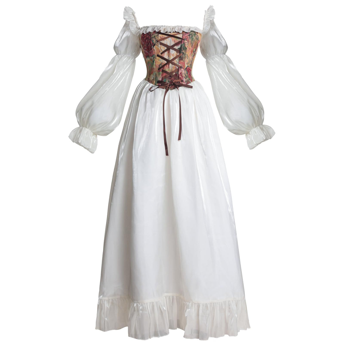 NSPSTT Women's Rococo Victorian Regency Ball Renaissance Medieval Costume Dress, Fairy White, Small