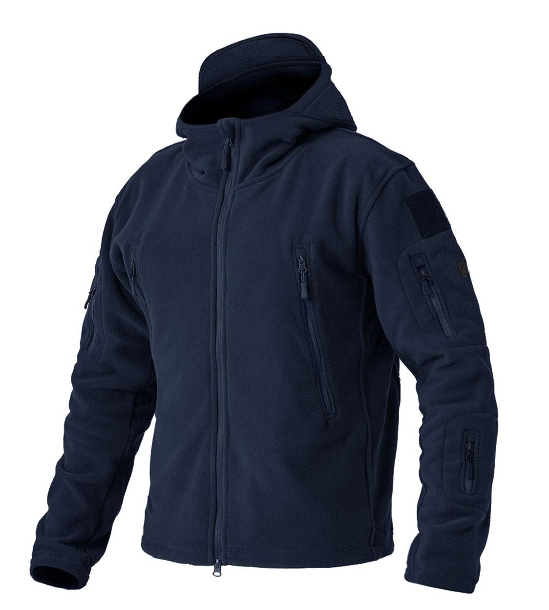 EKLENTSON Fishing Jackets for Men Tactical Fleece Outdoor Sport Windbreaker Jacket Winter Hoodie Full Zip Up Workwear Coats Navy,L
