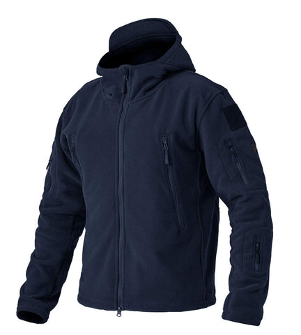 EKLENTSON Fishing Jackets for Men Tactical Fleece Outdoor Sport Windbreaker Jacket Winter Hoodie Full Zip Up Workwear Coats Navy,L