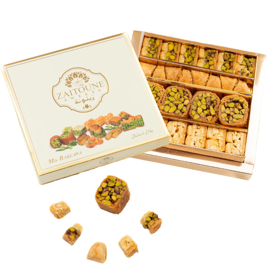 Zaitoune Cashew & Pistachio Baklava Selection Box - 250 g | Traditional Luxury Honey Pastry | Arabic Dessert with Authentic Flavours in Beautiful Packaging | Handmade in Turkey