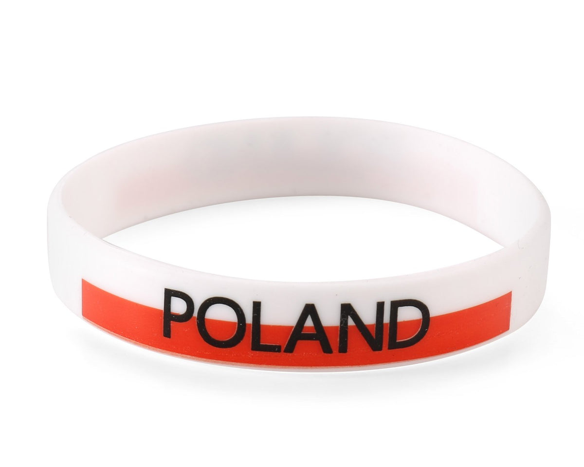 Poland White World Cup Olympics Silicone Wristband (Pack of 1)