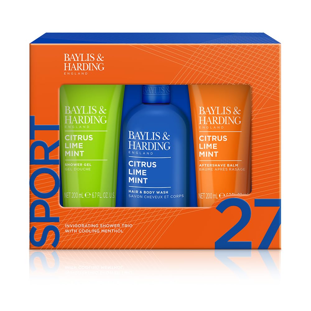 Baylis & Harding Citrus, Lime & Mint Men's Invigorating Shower Trio Gift Set (Pack of 1) - Vegan Friendly