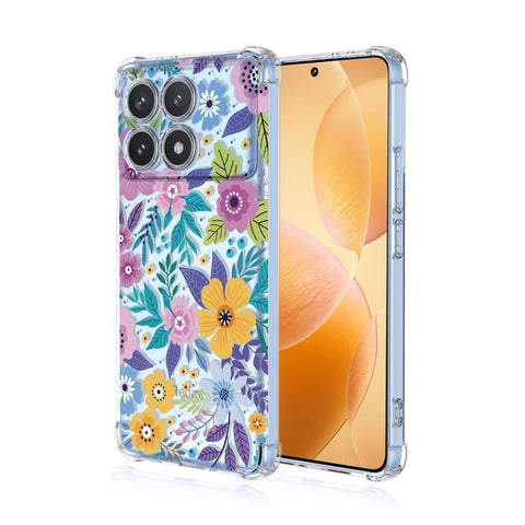 ATISIJIE Flower Case for Xiaomi Poco X6 Pro 5G/Redmi K70E,Clear Floral Flower Pattern Print Design Soft TPU Case Shockproof Girl Women Phone Cover-A100